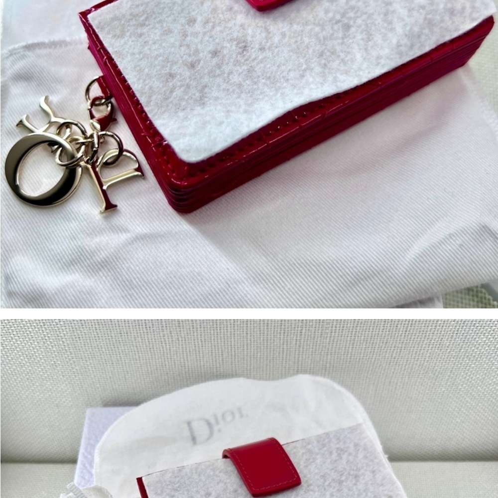 Authentic Lady Dior 5-Gusset Card Holder Red and Gold Accents - Picture 5 of 5